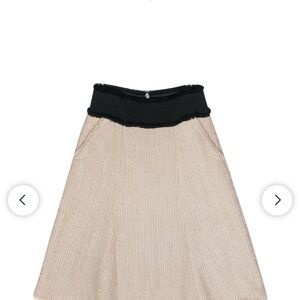 Tory Burch Black and Cream tweed metallic A-Line Skirt